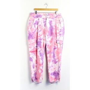 American Bazi pink tie dye jeans colourful cargo pants plus size 2X purple kawai